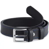 Ladeheid Kinderriem – Riem - Jongens - Broekriem - Verstelbaar - Leer – Zwart/Blauw – 80 cm LA-EL-KIDS