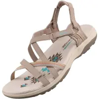 SKECHERS Dames Reggae Slim Sun Array taupe sandalen (41), Plat, Klittenband, Casual 163115