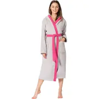 Ladeheid Dames met Capuchon - Wasmachine bestendig - 100% Katoen - Badstof - Grijs/Roze – S – LA-LA40-191-DG