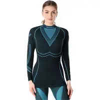 Ladeheid Thermoshirt - Thermo ondergoed – Dames - Thermokleding - Longsleeve – Zwart/Turquoise – L - LA-LA40-WOMEN-Top