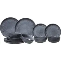 Cosy & Trendy Serviesset Kentucky Grey 12-delig / 4 personen - 4 dinerborden, 4 ontbijtborden en 4 kommen