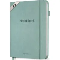Systemyze Notitieboek A5 Hardcover Leer Gelinieerd – Notebook Journal – 256 Genummerde Pagina’s – 140 Grams Papier - Saliegroen