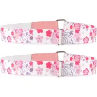 Ladeheid 2x kinderriem elastische riem 1-6 jaar 34-65 cm P15 (wit/roze/bloemen, 1-6 jaar)