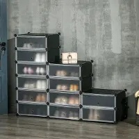 Sweiko Schoenenkast - 12 opbergvakken - 24 paar schoenen - Kunststof - Zwart + wit