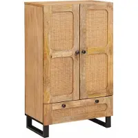vidaXL Highboard met lade Bruin 40 x 33 x 110 cm Massief Mango Hout