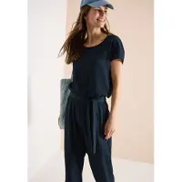 Cecil Dames Jumpsuit met straight leg en structuur - Blauw - M