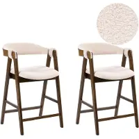 Beliani DAY - Barstoelen set van 2 - Donkerbruin/Lichtbeige - Bouclé