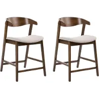 Beliani LILLY - Barstoel set van 2 - Donkerbruin/Beige - Polyester