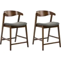 Beliani LILLY - Barstoel set van 2 - Donkerbruin/Groen - Polyester