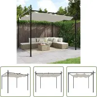 The Living Store De Living Store pergola met schuifdak, kleur crème, afmetingen 295x292x230 cm