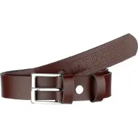 Ladeheid Kinderriem – Riem - Jongens - Broekriem - Verstelbaar - Leer – Bruin/Logo-2 – 55 cm LA-EL-KIDS