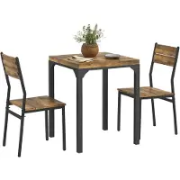 HOMCOM -Essgruppe-MDF, Metall-60L x 60B x 76H cm-Rustikal-Braun