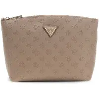 GUESS cosmetische tas Wilder Top Zip Cosmetic Bag Taupe Logo beige