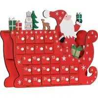 HOMCOM -Weihnachts-Adventskalender-Mehrschichtenplatte-22,5L x 8B x 36H cm-Rot
