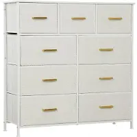 HOMCOM -Kommode-Polyester, Spanplatte-100L x 30B x 99H cm-Cremeweiß