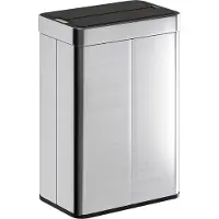 HOMCOM Sensor Bin-Roestvrij Staal, Kunststof-41L x 26,5B x 59H cm-Zilver