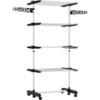 HOMCOM -Wäscheständer-Edelstahl, ABS-142L × 55B × 172H cm-Schwarz