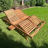 Lestix International Teako Design Cuneo dubbel tuinligbed van massief teak, 200 × 130 × 36 cm