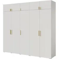 Mzm24 Vitrinekast met bovenkast Napoli 5D 250, wit (met zwarte of gouden handgrepen)