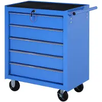 HOMCOM HOMdotCOM Mobiele werkplaats afsluitbaar met 5 laden blauw