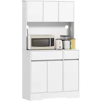HOMCOM Kitchen Pantry-Spanplatte, MDF-100L x 38B x 180H cm-Weiß