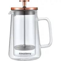Klausberg Koffie- en Thee Pistonmaker - Glas - Theepress - French Press - Koperkleurig - 350 ml - Model KB7723 - theemaker