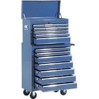 HOMCOM HOMdotCOM Gereedschapswagen met 16 laden afsluitbaar op wielen blauw 61,5 x 33 x 113cm