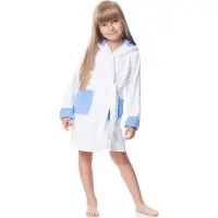 Ladeheid Kinderen Badjas met Capuchon - Wasmachine bestendig - Katoen - Badstof - LA-LA40-103-DG - Weiß/Blau (P1/M9) - 110-116