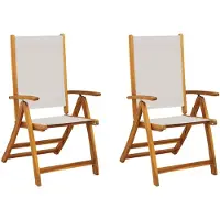 vidaXL Opklapbare stoelen, 2 stuks, van massief acaciahout en textilene.