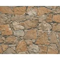 AS-Creation Vliesbehang 95863-1 Best of Wood'n Stone 2 steenoptioek oranjebruin