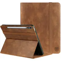 Rosso Element Hoes Geschikt voor Samsung Galaxy Tab S10 FE Plus | Book Case | Volledige bescherming | Elastische band | Sleep/Wake functie | Met Penhouder | Verstelbare standaard | Bruin