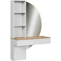 Vicco Melora Kaptafel – 100 cm met LED-spiegel Wit/eiken