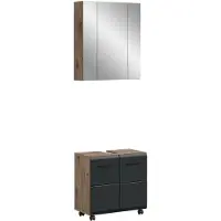 Furnilux Badcombinatie op wielen badkast met spiegelkast 60x185 cm