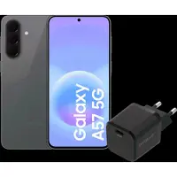 Samsung Galaxy A57 256GB Grijs 5G + BlueBuilt Oplader met Usb C Poort 45W Zwart