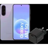 Samsung Galaxy A57 128GB Paars 5G + BlueBuilt Oplader met Usb C Poort 45W Zwart