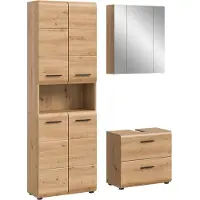Furnilux Moderne badcombinatie in artisan oak 3-delige set met hoge kast en spiegelkast