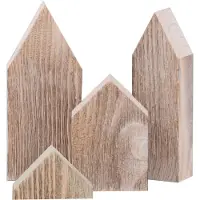 UNUS Huisjes-set houten, set van 4 Stads hout wit woondecoratie