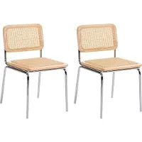 Beliani CORVALLIS - Set van 2 eetkamerstoelen - Lichtbruin - PE rotan