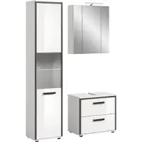 Furnilux Badcombinatie met verlichting 3-delige set met hoge kast en spiegelkast