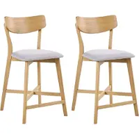 Beliani HOPE - Barstoel set van 2 - Lichtbruin/Beige - Polyester