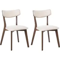 Beliani YUMA - Eetkamerstoel set van 2 - Bruin/Gebroken wit - Rubberhout