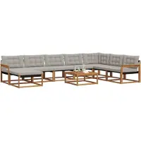 vidaXL Buiten bank set 9 st Natuurlijk en Licht Grijs