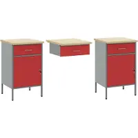 vidaXL Werkbank met laden, 10 stuks, rood, voor ingenieurs, van hout en staal