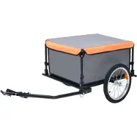 Prolenta Maison Exclusive - Fietsaanhanger, grijs en oranje, 65 kg