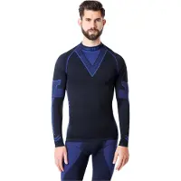 Ladeheid Thermoshirt - Thermo ondergoed - Heren - Thermokleding - Longsleeve – Zwart/Navy blauw – XL – LA-LA40-MEN-Top