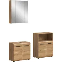 Furnilux Badcombinatie artisan oak 3-delige set met spiegelkast en wastafel moderne