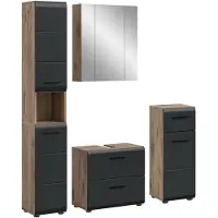 Furnilux Moderne badcombinatie -wit eik 4-delige set met spiegelkast