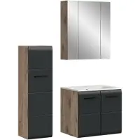 Furnilux Moderne badcombinatie met spiegelkast en wastafel mat en nox oak design