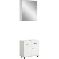 Furnilux Badcombinatie op wielen wastafel en spiegelkast hoogglans 60x185 cm