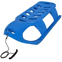 KOTARBAU Sneeuw Slee, Sneeuwschijf, Kunststof, 87x45x26 cm, Blauw, Bobsleeën, Sneeuwglijder, Glijschotel, Kinderslee met Metalen Glijders en Trekkoord voor Rodelen
